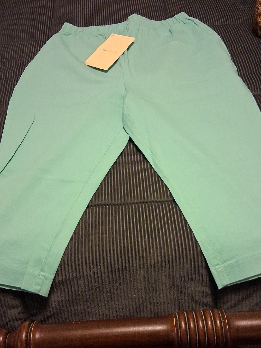Light Teal Cropped Pull-On Pants